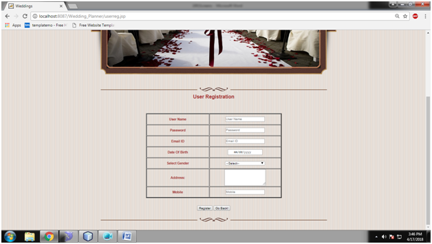 wedding planner website project source code